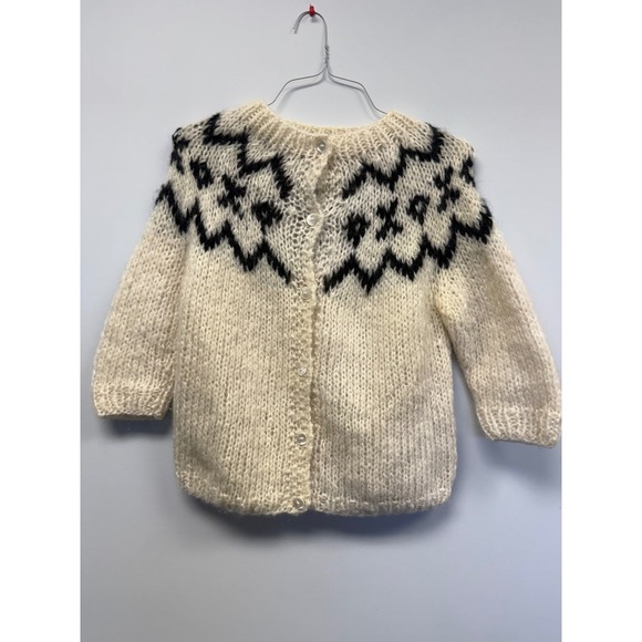 Sweaters - Vintage Stix Baer Fuller Mohair Wool Fair Isle Cardigan Hand Knit Italy Sz 38